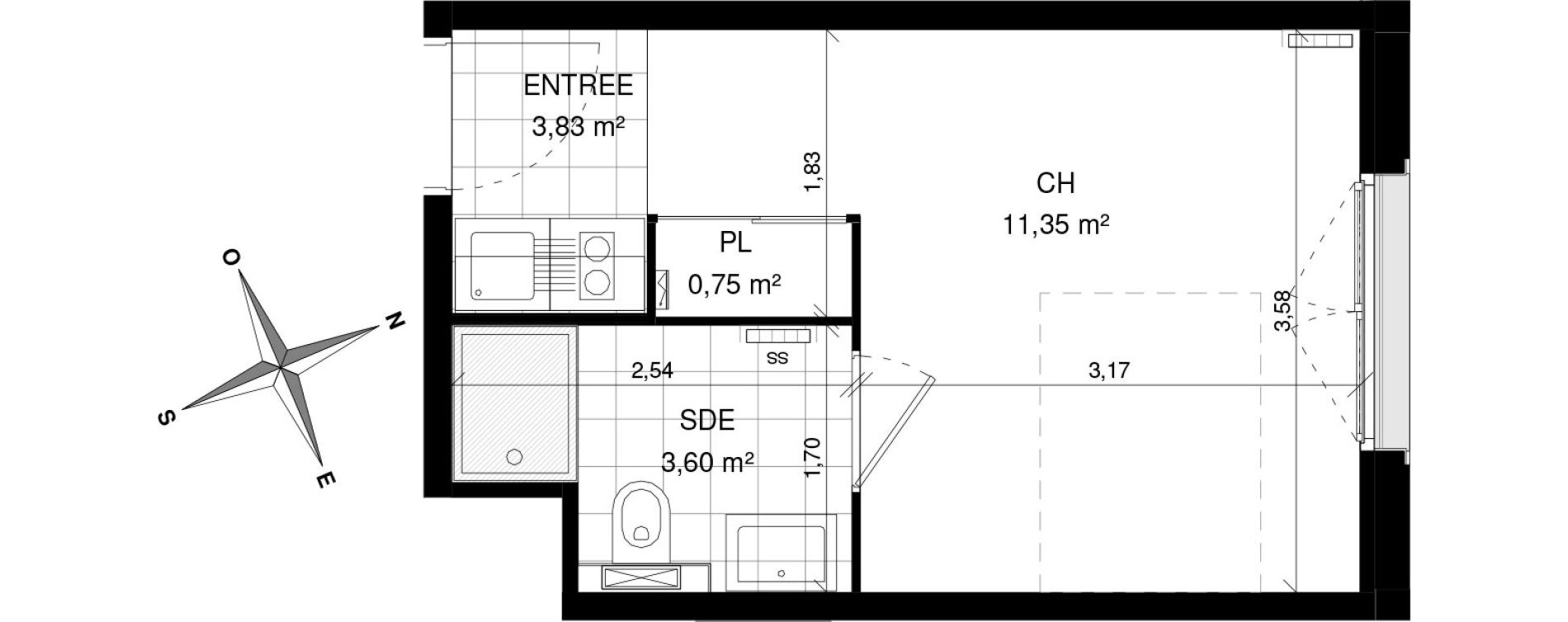Appartement T1 de 19,53 m2 &agrave; Villeneuve-D'Ascq La maillerie