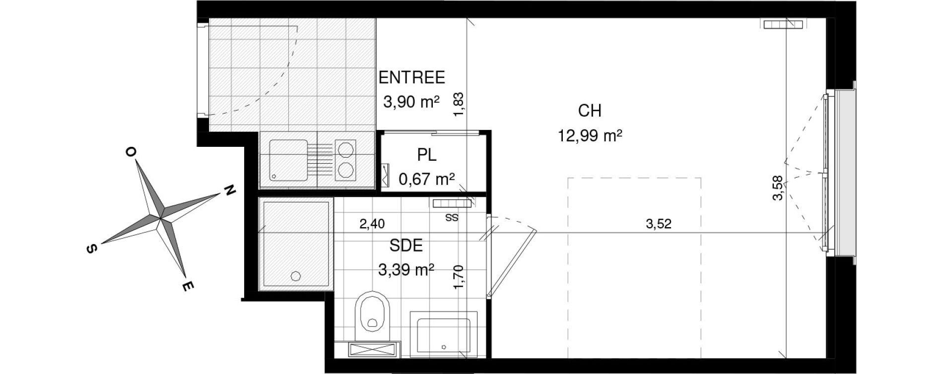 Appartement T1 de 20,95 m2 &agrave; Villeneuve-D'Ascq La maillerie