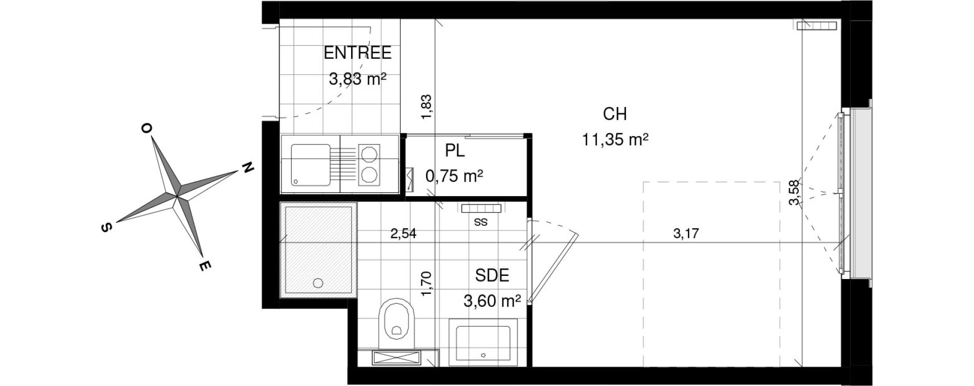 Appartement T1 de 19,53 m2 &agrave; Villeneuve-D'Ascq La maillerie