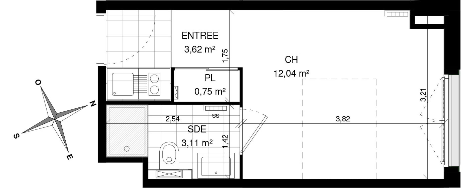 Appartement T1 de 19,52 m2 &agrave; Villeneuve-D'Ascq La maillerie