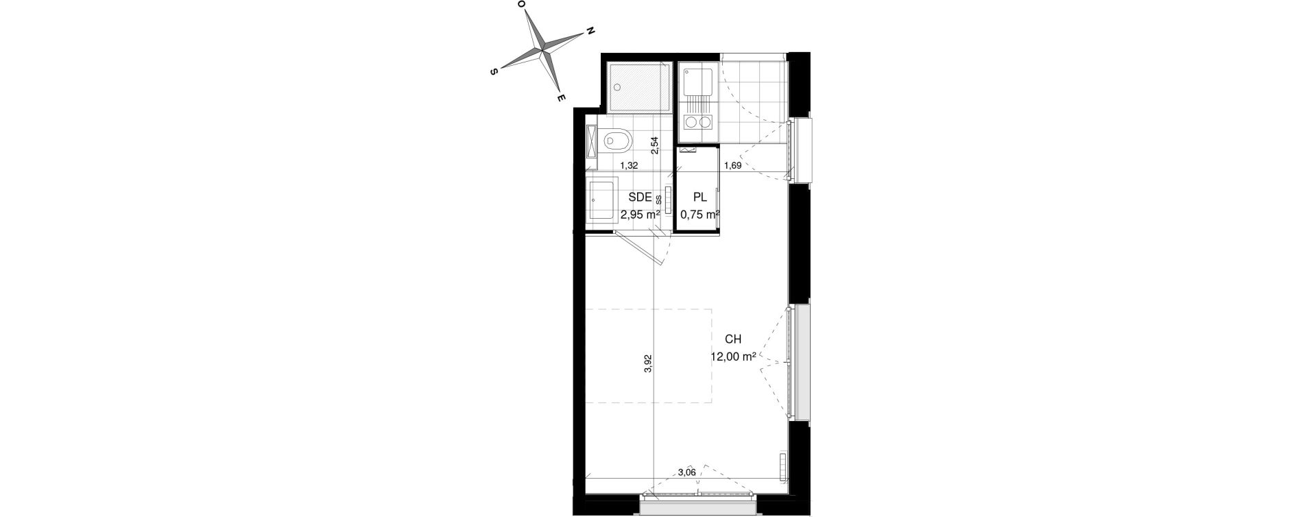 Appartement T1 de 19,18 m2 &agrave; Villeneuve-D'Ascq La maillerie