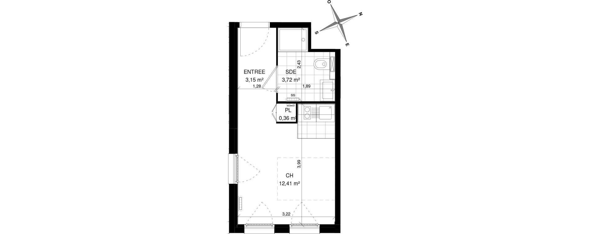 Appartement T1 de 19,64 m2 &agrave; Villeneuve-D'Ascq La maillerie