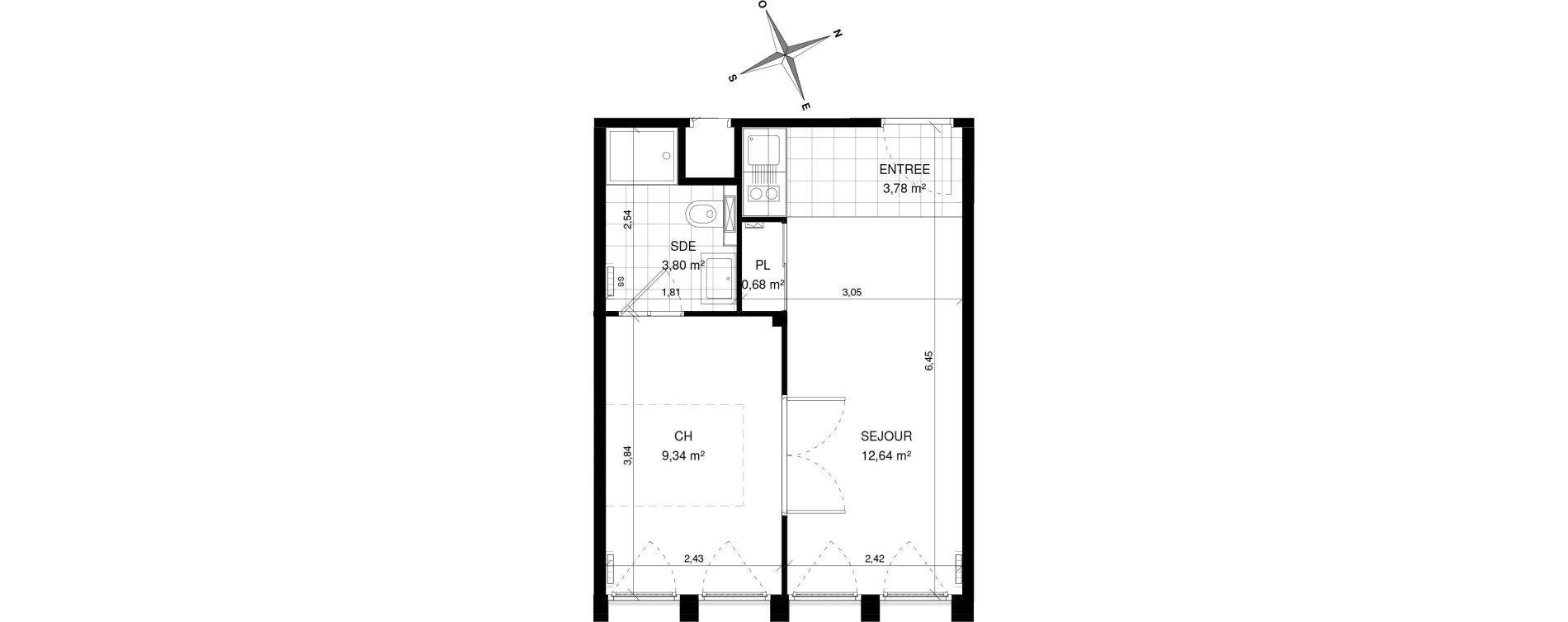 Appartement T2 de 30,24 m2 &agrave; Villeneuve-D'Ascq La maillerie
