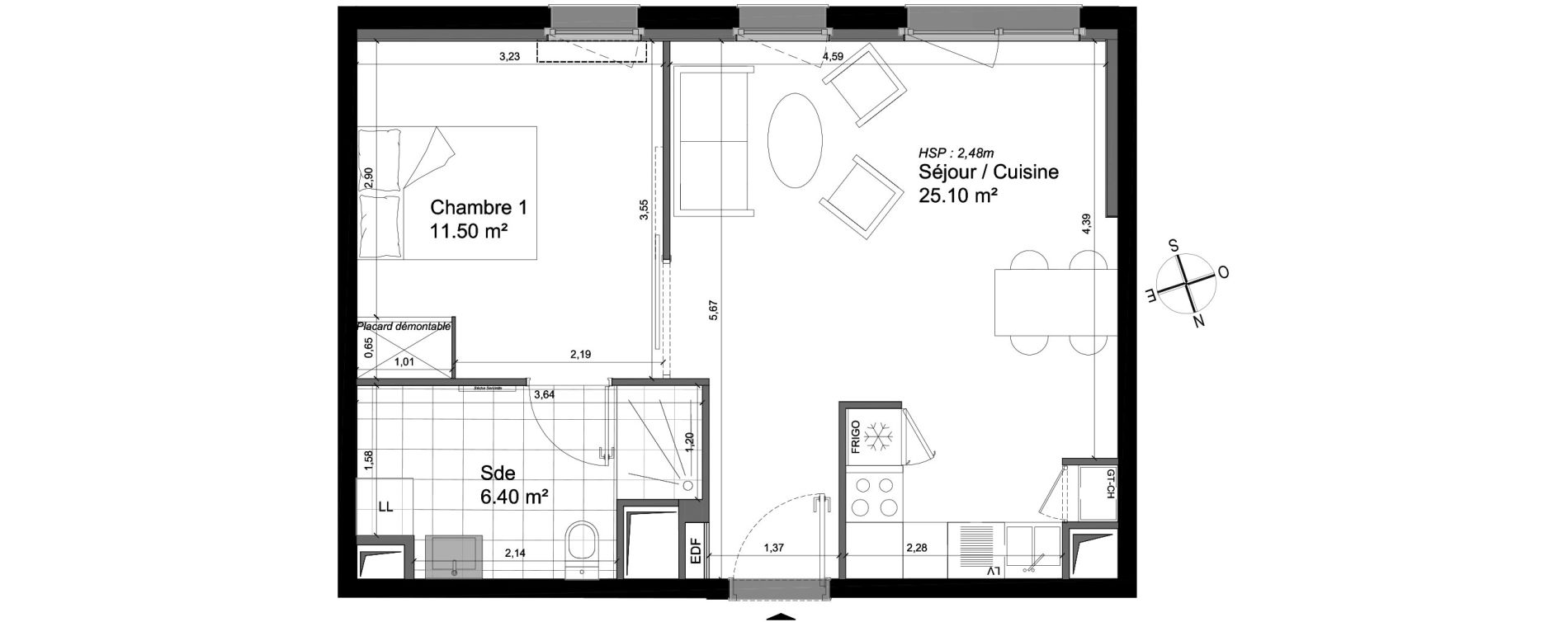 Appartement T2 de 43,00 m2 &agrave; Villeneuve-D'Ascq Triolo