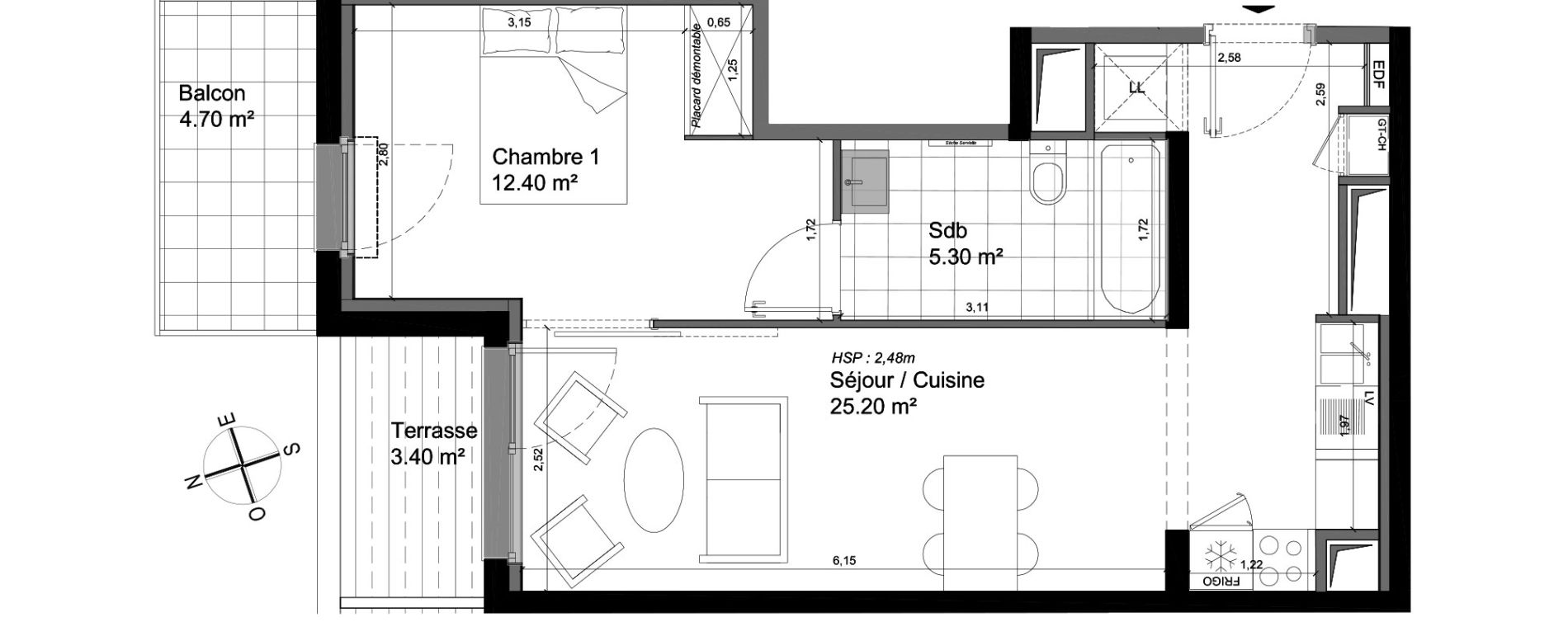 Appartement T2 de 42,90 m2 &agrave; Villeneuve-D'Ascq Triolo