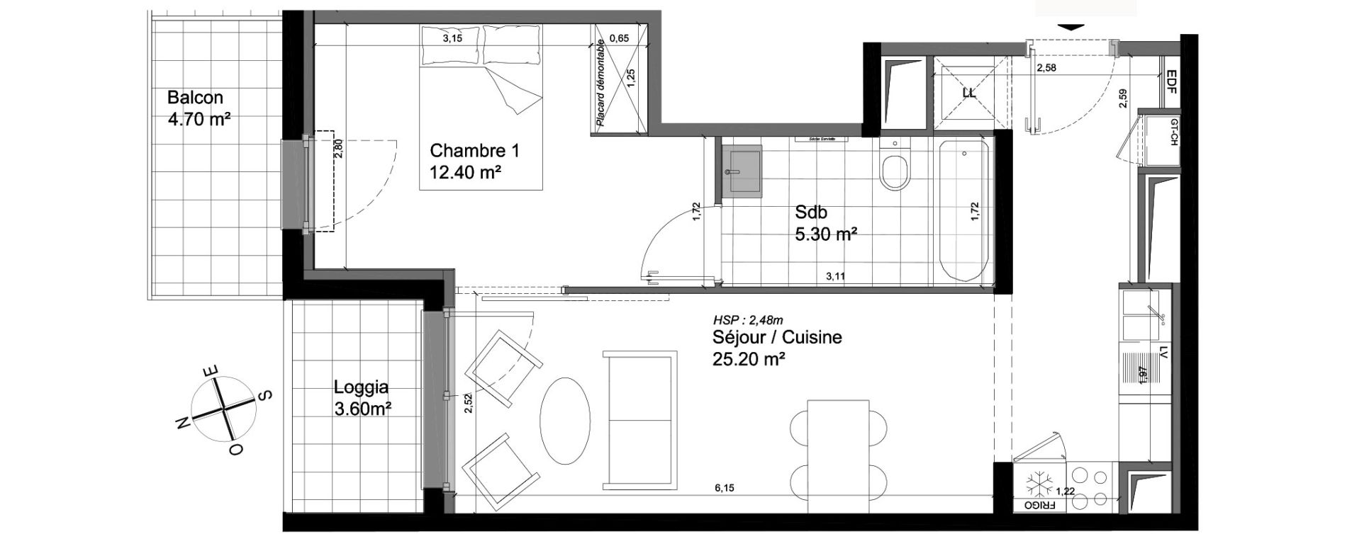 Appartement T2 de 42,90 m2 &agrave; Villeneuve-D'Ascq Triolo