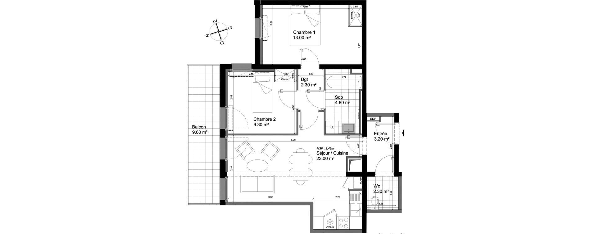 Appartement T3 de 57,90 m2 &agrave; Villeneuve-D'Ascq Triolo