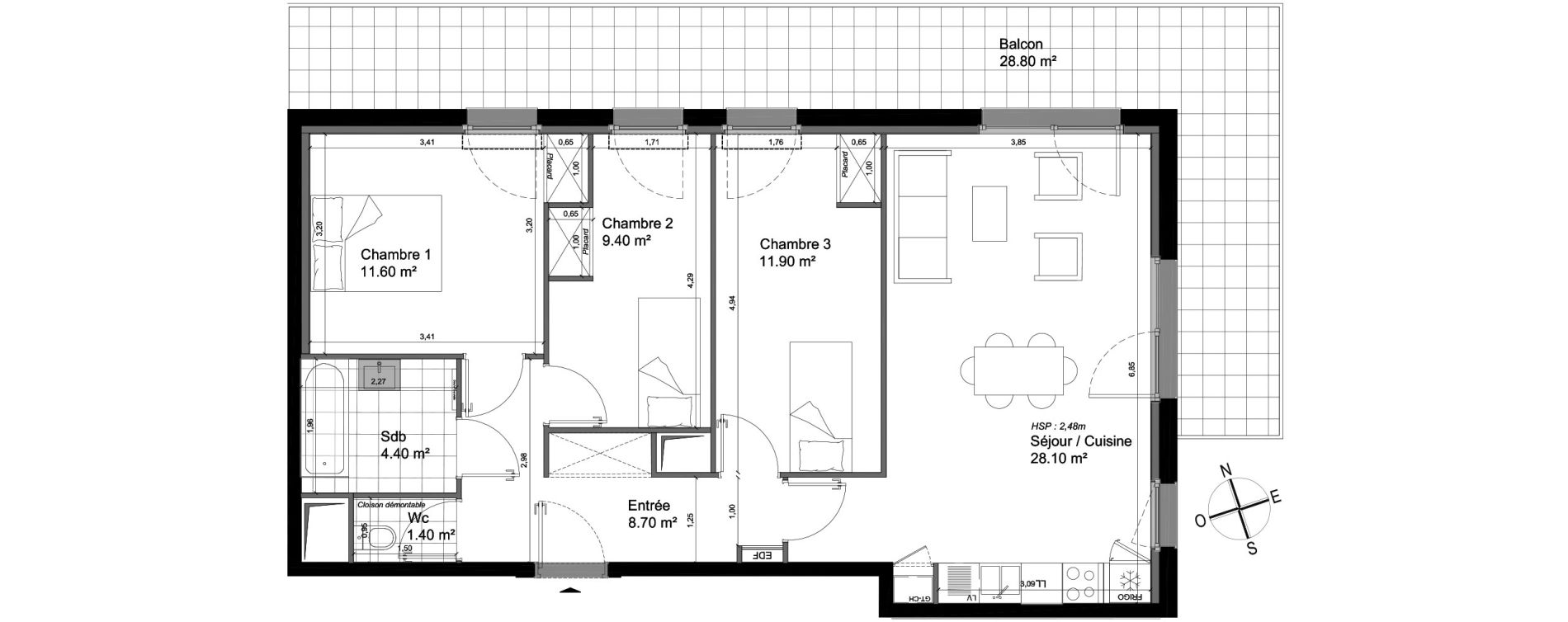 Appartement T4 de 75,50 m2 &agrave; Villeneuve-D'Ascq Triolo