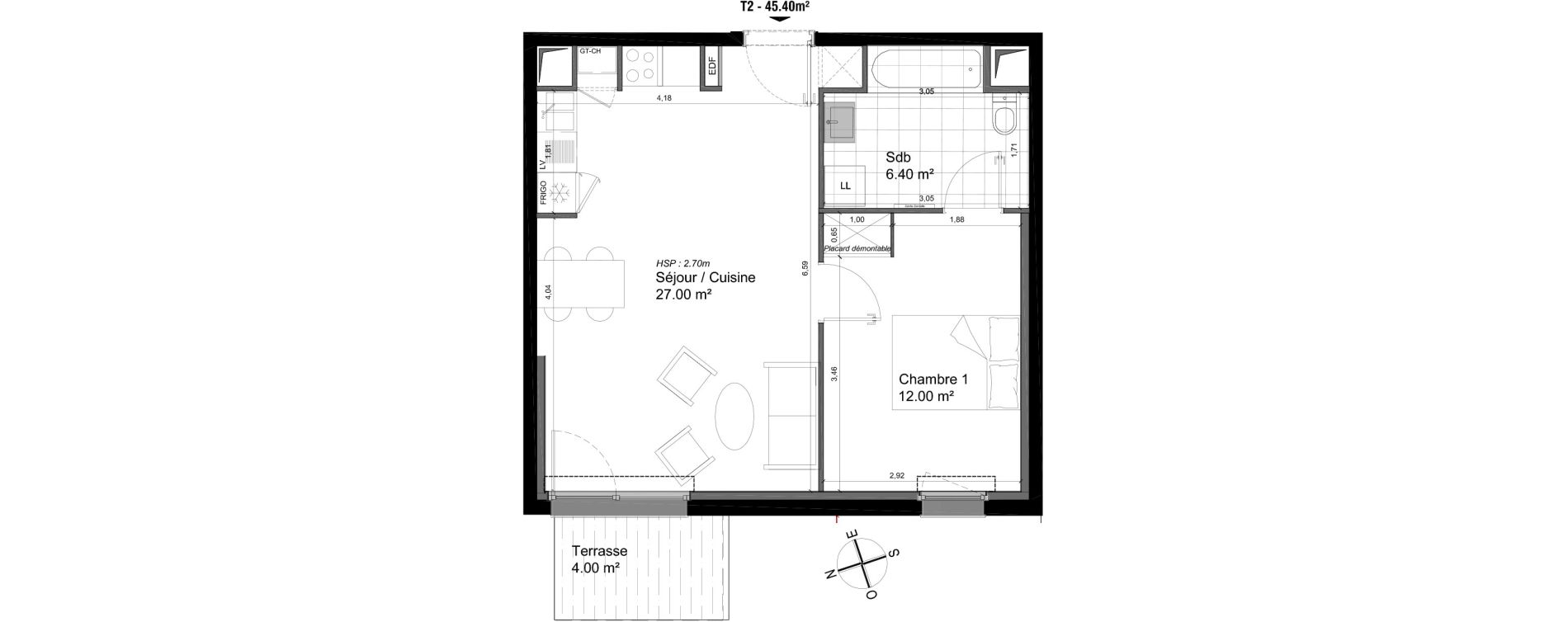 Appartement T2 de 45,40 m2 &agrave; Villeneuve-D'Ascq Triolo