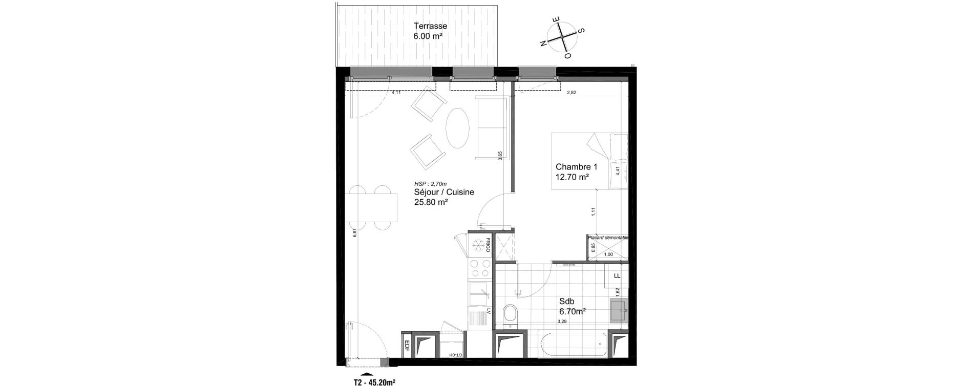 Appartement T2 de 45,20 m2 &agrave; Villeneuve-D'Ascq Triolo