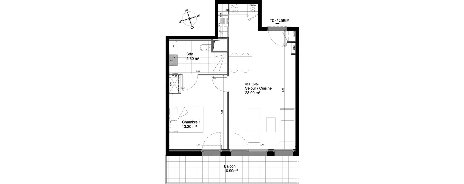 Appartement T2 de 46,50 m2 &agrave; Villeneuve-D'Ascq Triolo