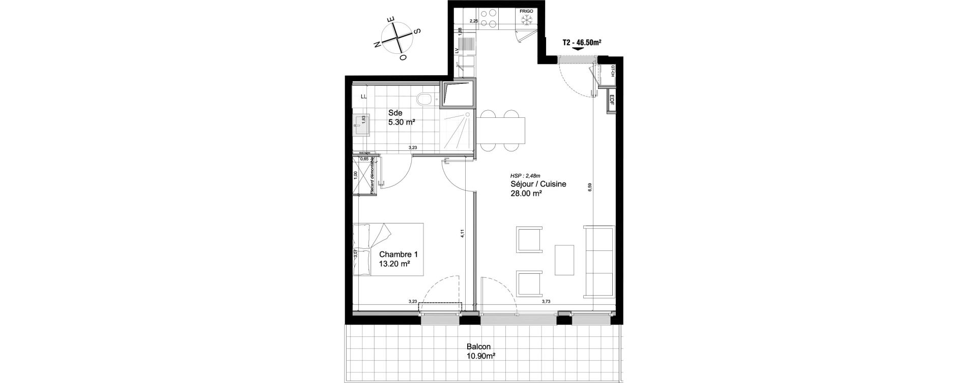 Appartement T2 de 46,50 m2 &agrave; Villeneuve-D'Ascq Triolo