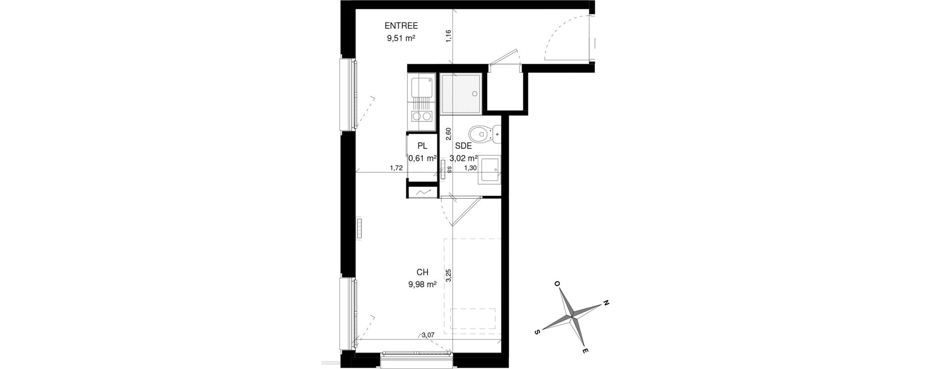 Appartement T1 de 23,12 m2 &agrave; Villeneuve-D'Ascq La maillerie