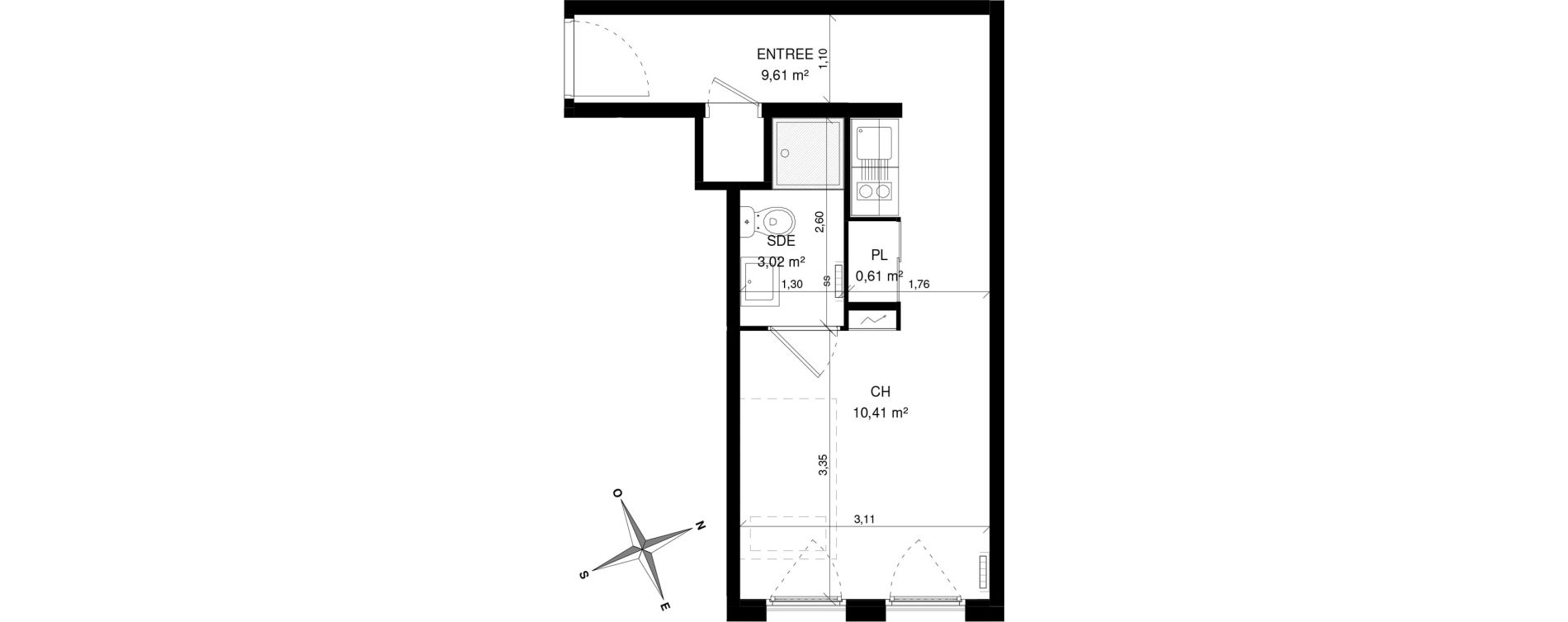 Appartement T1 de 23,65 m2 &agrave; Villeneuve-D'Ascq La maillerie