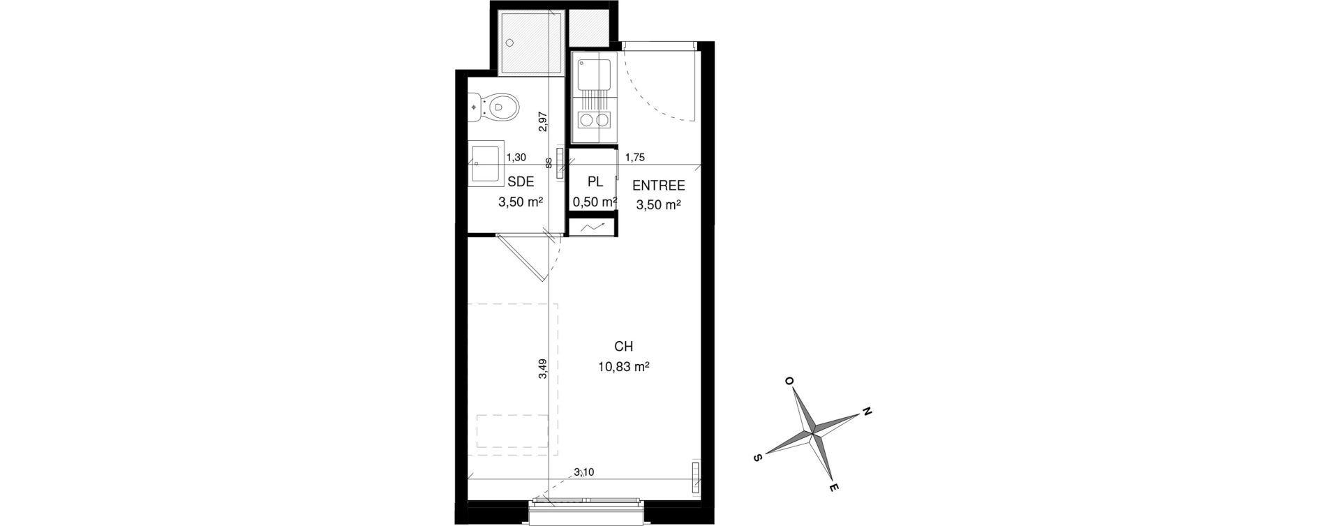 Appartement T1 de 18,33 m2 &agrave; Villeneuve-D'Ascq La maillerie