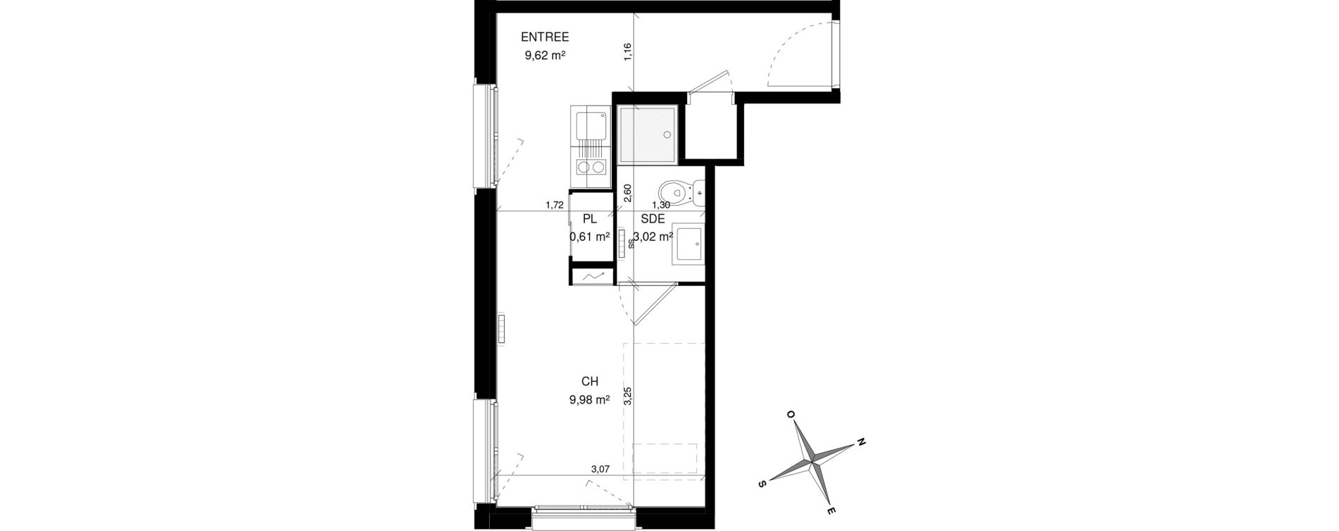 Appartement T1 de 23,23 m2 &agrave; Villeneuve-D'Ascq La maillerie