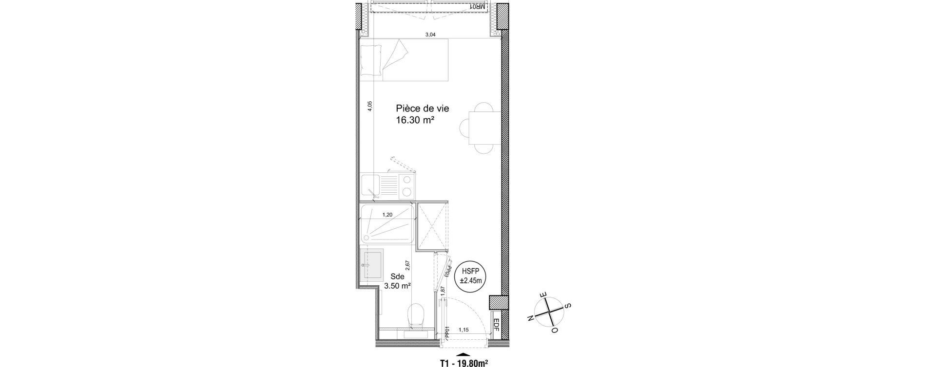 Appartement T1 de 19,80 m2 &agrave; Villeneuve-D'Ascq Triolo