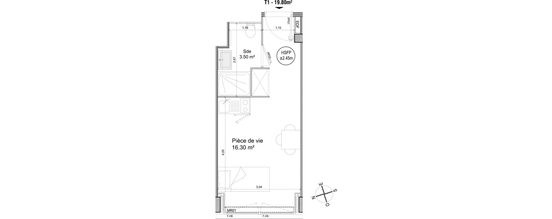 Appartement T1 de 19,80 m2 &agrave; Villeneuve-D'Ascq Triolo