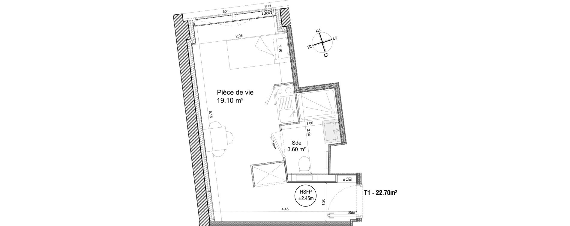 Appartement T1 de 22,70 m2 &agrave; Villeneuve-D'Ascq Triolo