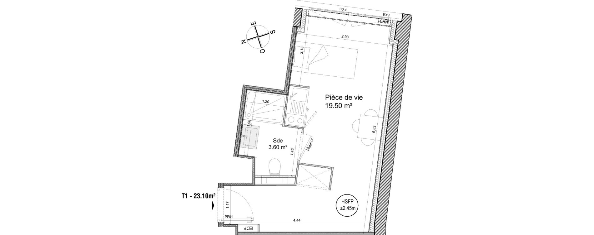 Appartement T1 de 23,10 m2 &agrave; Villeneuve-D'Ascq Triolo