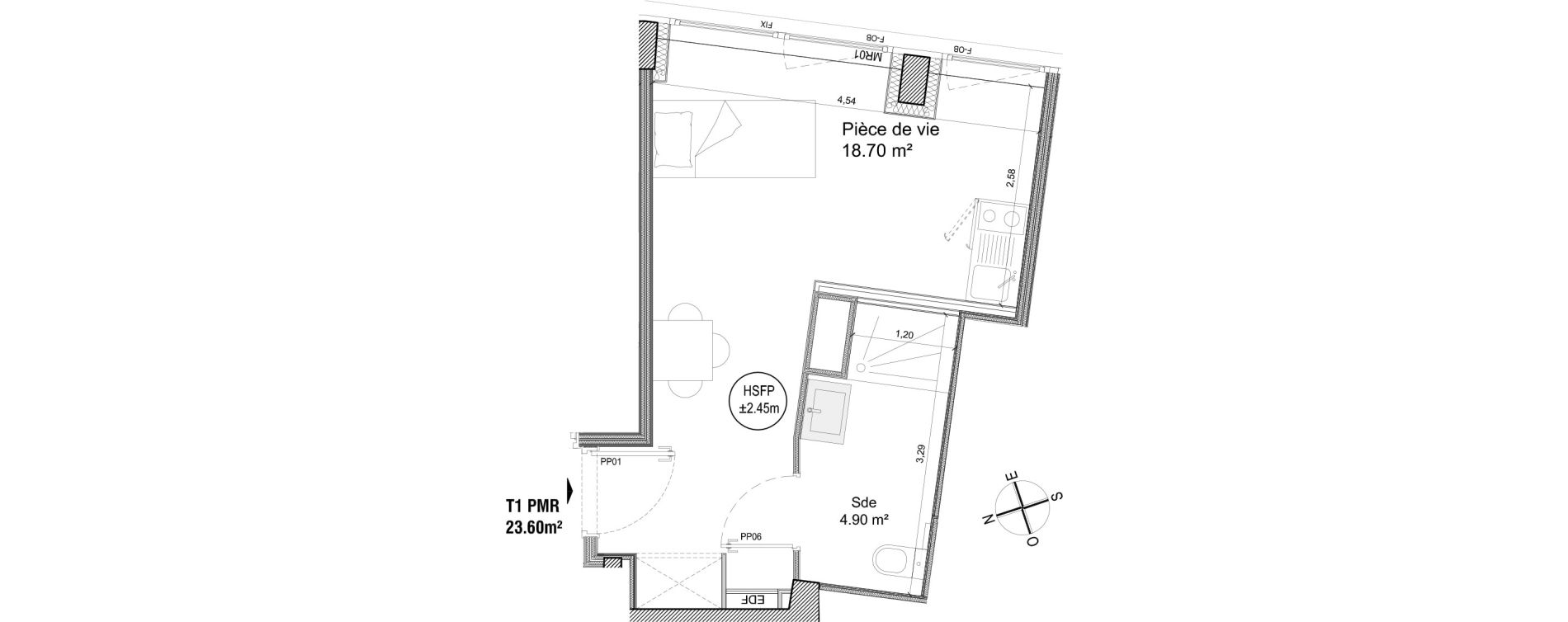 Appartement T1 de 23,60 m2 &agrave; Villeneuve-D'Ascq Triolo