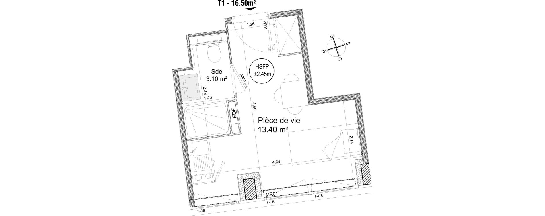 Appartement T1 de 16,50 m2 &agrave; Villeneuve-D'Ascq Triolo