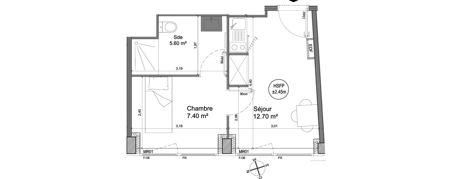 Appartement T1 de 25,70 m2 &agrave; Villeneuve-D'Ascq Triolo