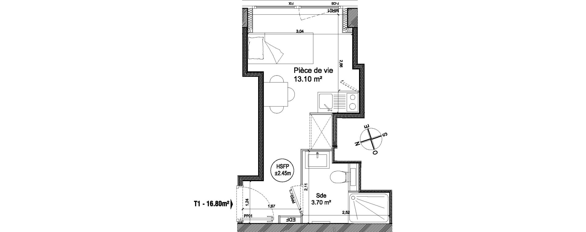 Appartement T1 de 16,80 m2 &agrave; Villeneuve-D'Ascq Triolo