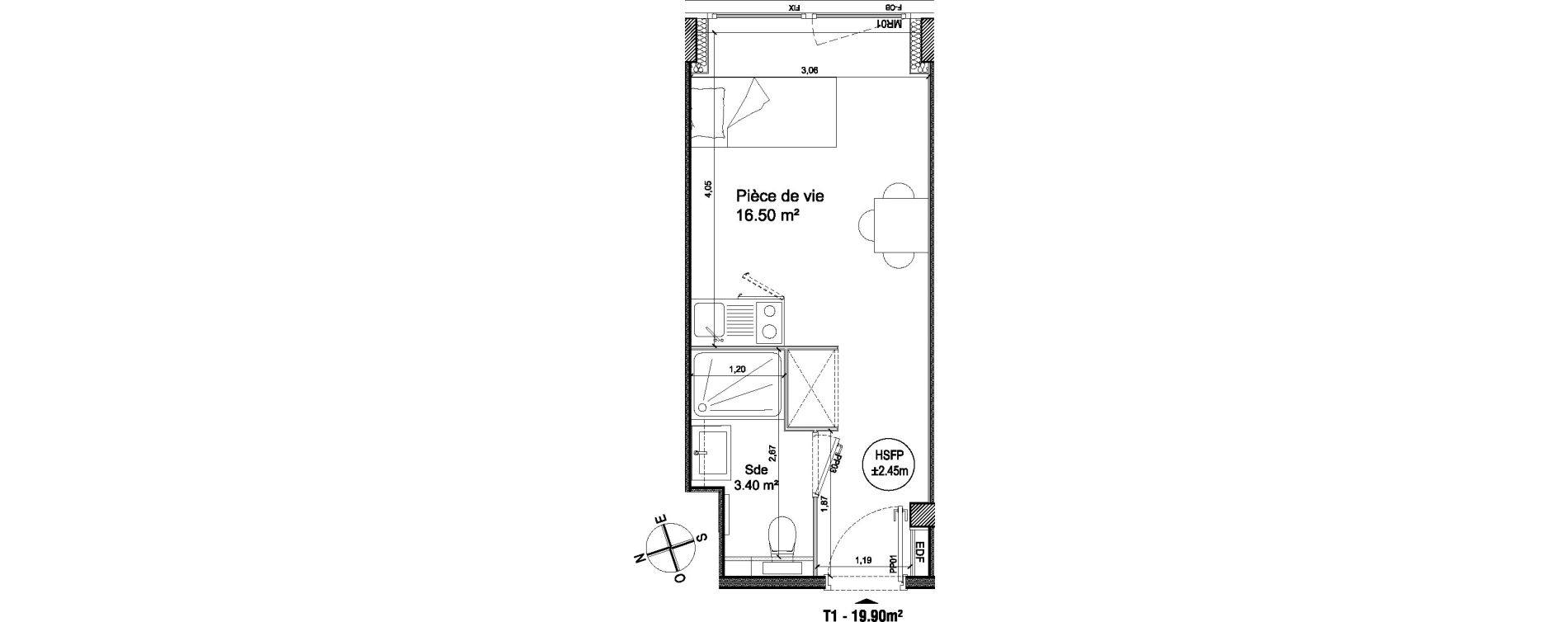 Appartement T1 de 19,90 m2 &agrave; Villeneuve-D'Ascq Triolo