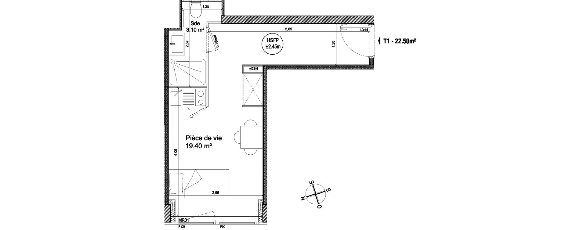 Appartement T1 de 22,50 m2 &agrave; Villeneuve-D'Ascq Triolo