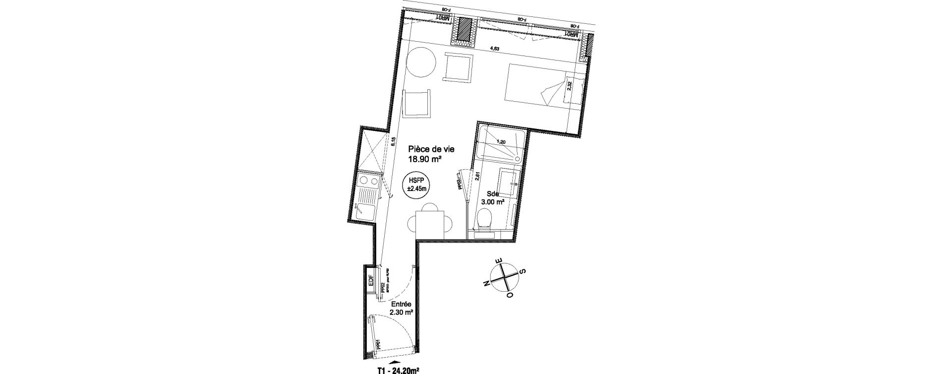 Appartement T1 de 24,20 m2 &agrave; Villeneuve-D'Ascq Triolo