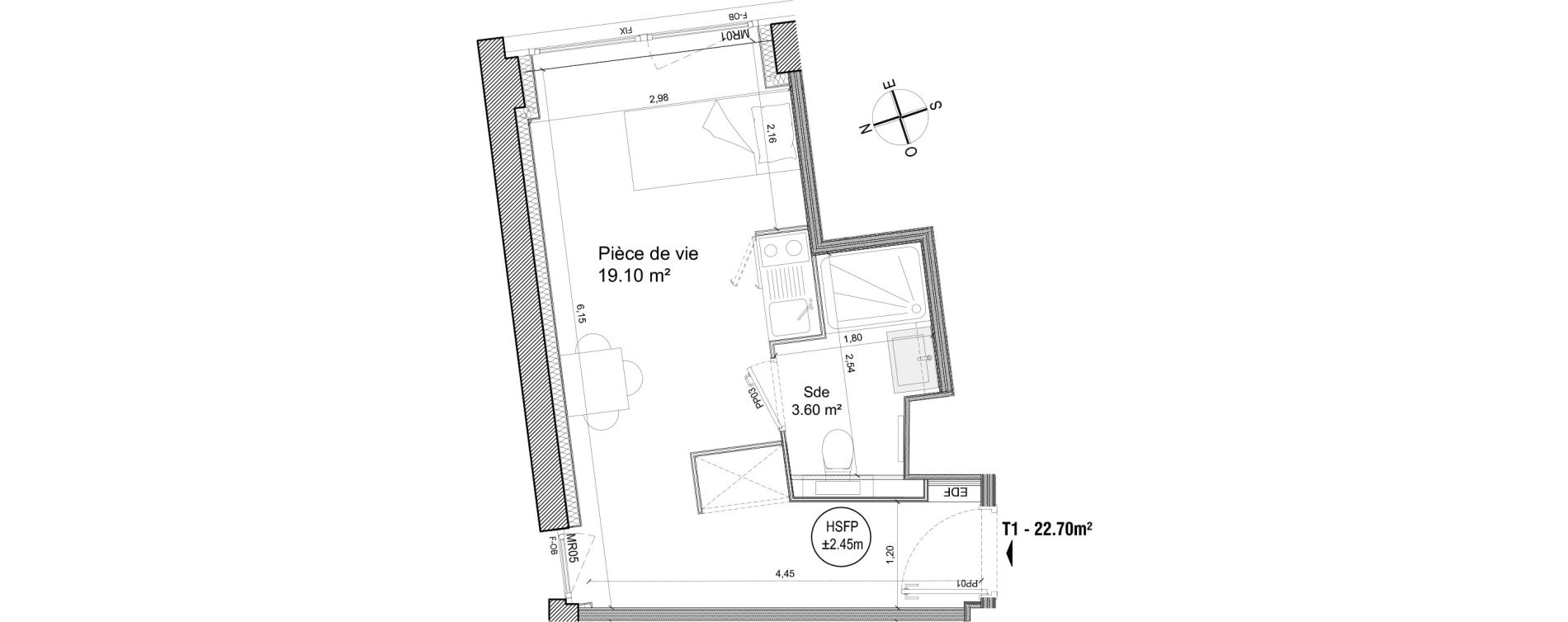 Appartement T1 de 22,70 m2 &agrave; Villeneuve-D'Ascq Triolo
