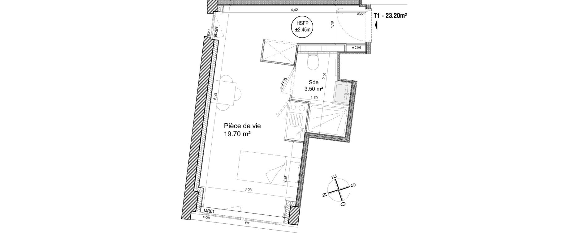 Appartement T1 de 23,20 m2 &agrave; Villeneuve-D'Ascq Triolo