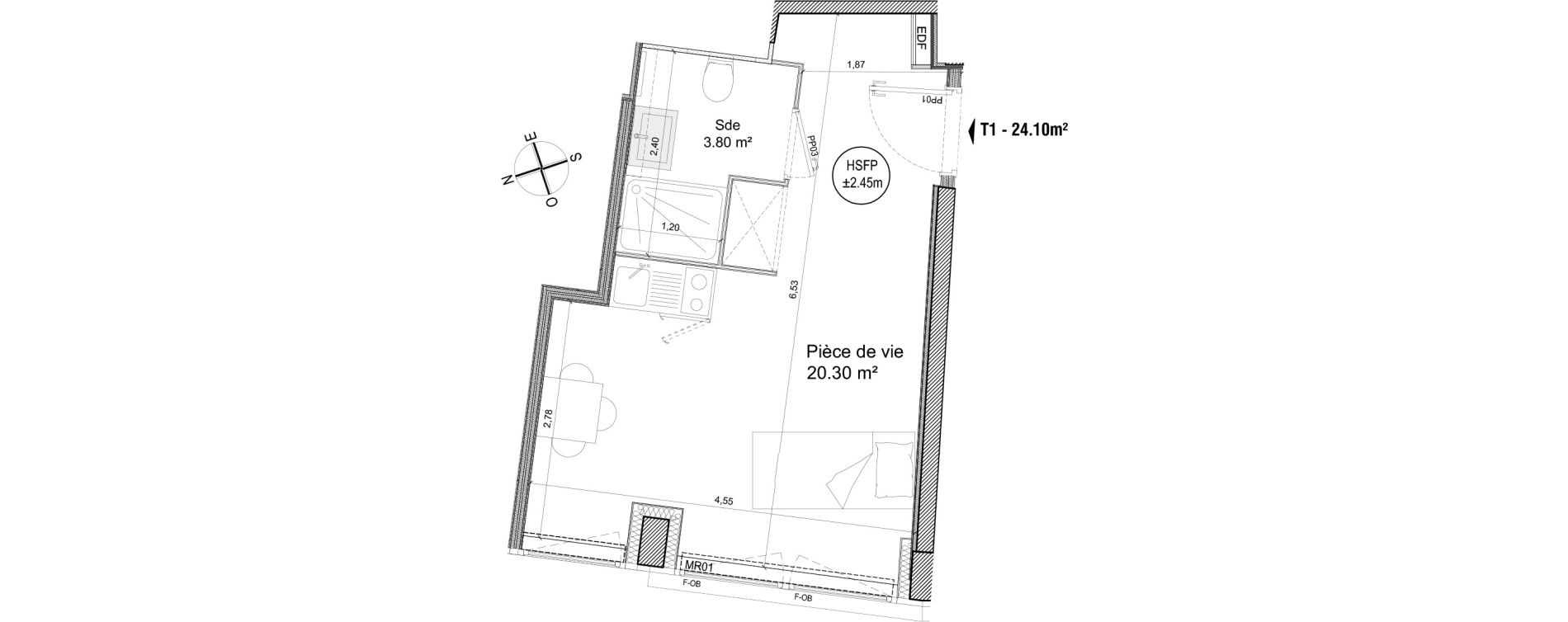 Appartement T1 de 24,10 m2 &agrave; Villeneuve-D'Ascq Triolo