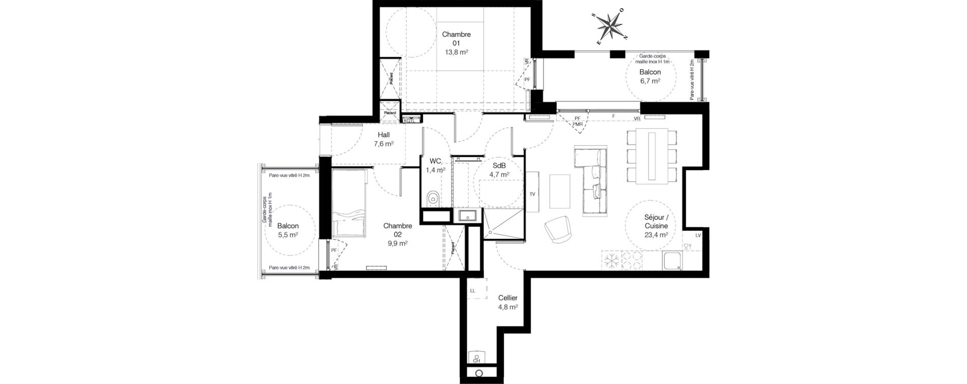 Appartement T3 de 65,60 m2 &agrave; Wambrechies Centre