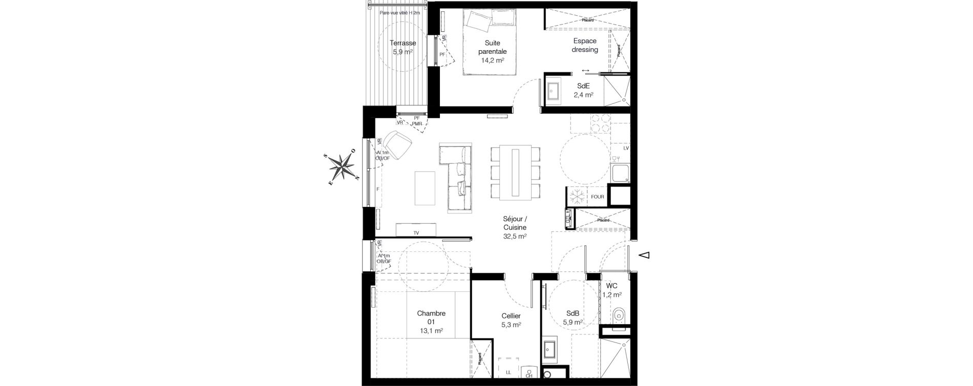 Appartement T3 de 74,60 m2 &agrave; Wambrechies Centre