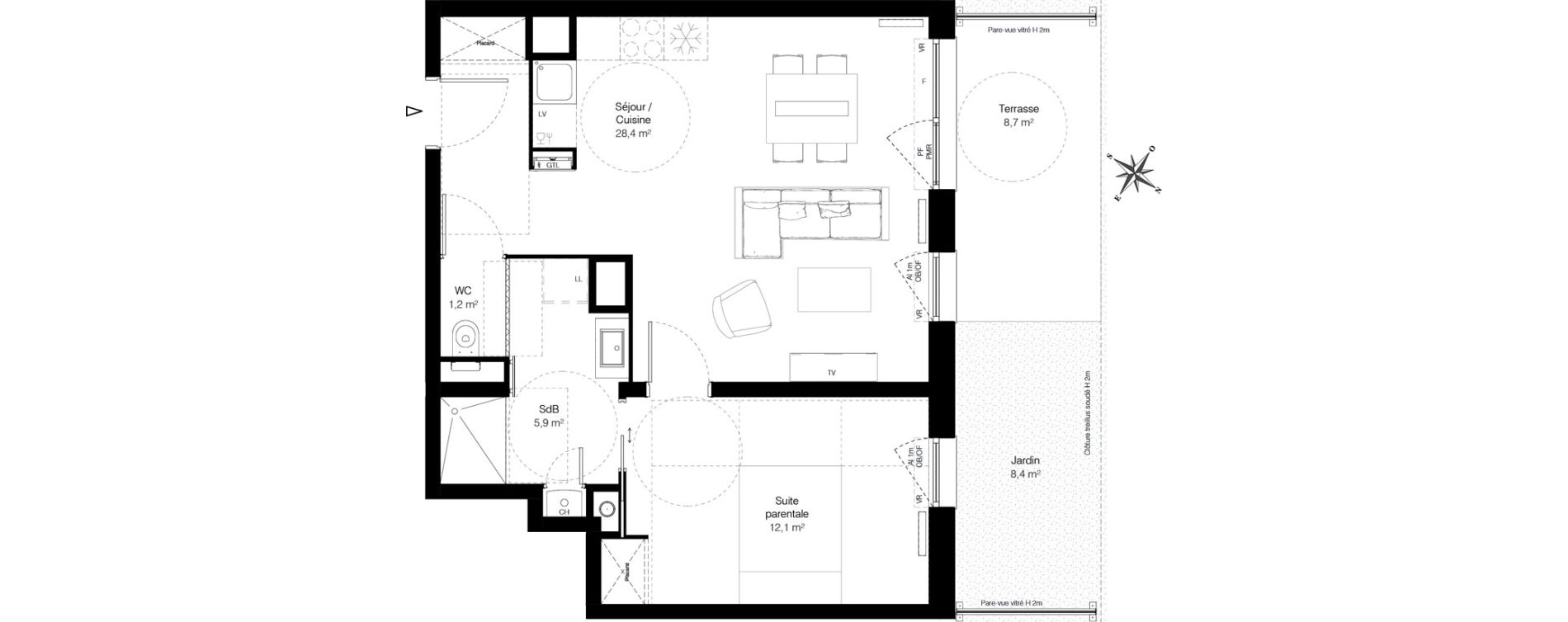 Appartement T2 de 47,60 m2 &agrave; Wambrechies Centre