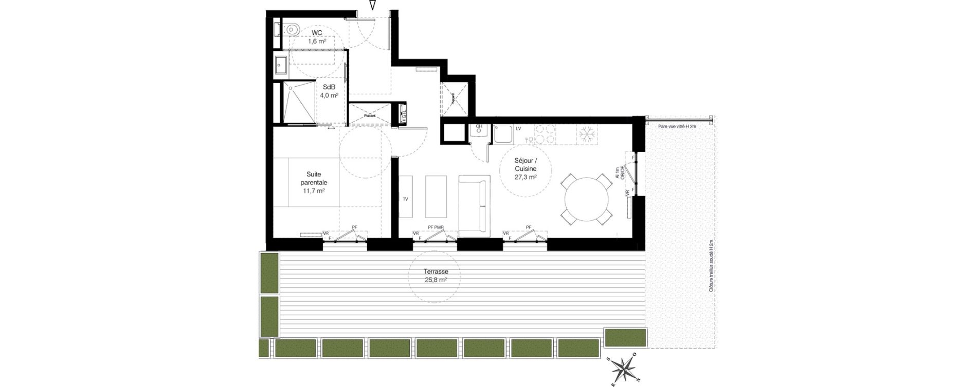 Appartement T2 de 44,60 m2 à Wambrechies Centre