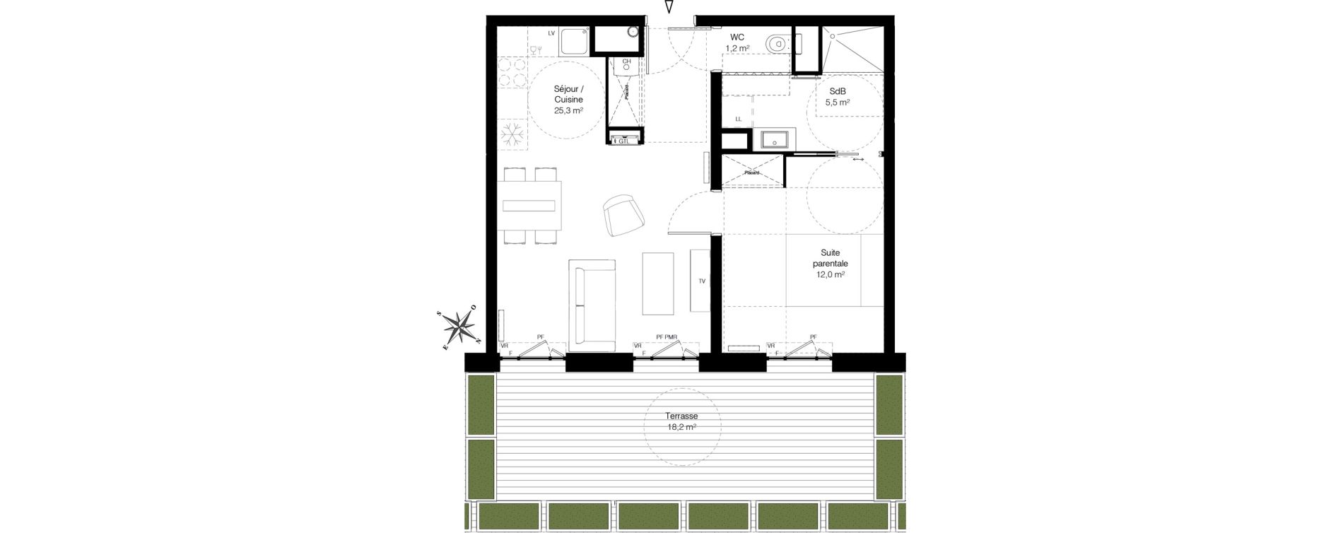 Appartement T2 de 44,00 m2 &agrave; Wambrechies Centre