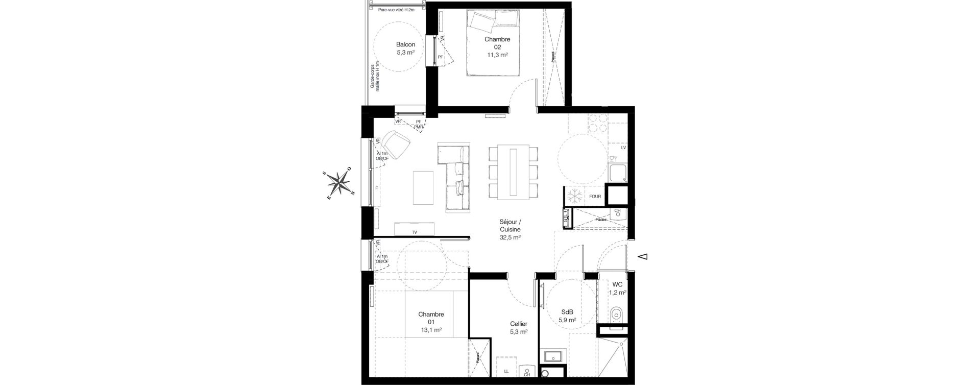 Appartement T3 de 69,30 m2 &agrave; Wambrechies Centre