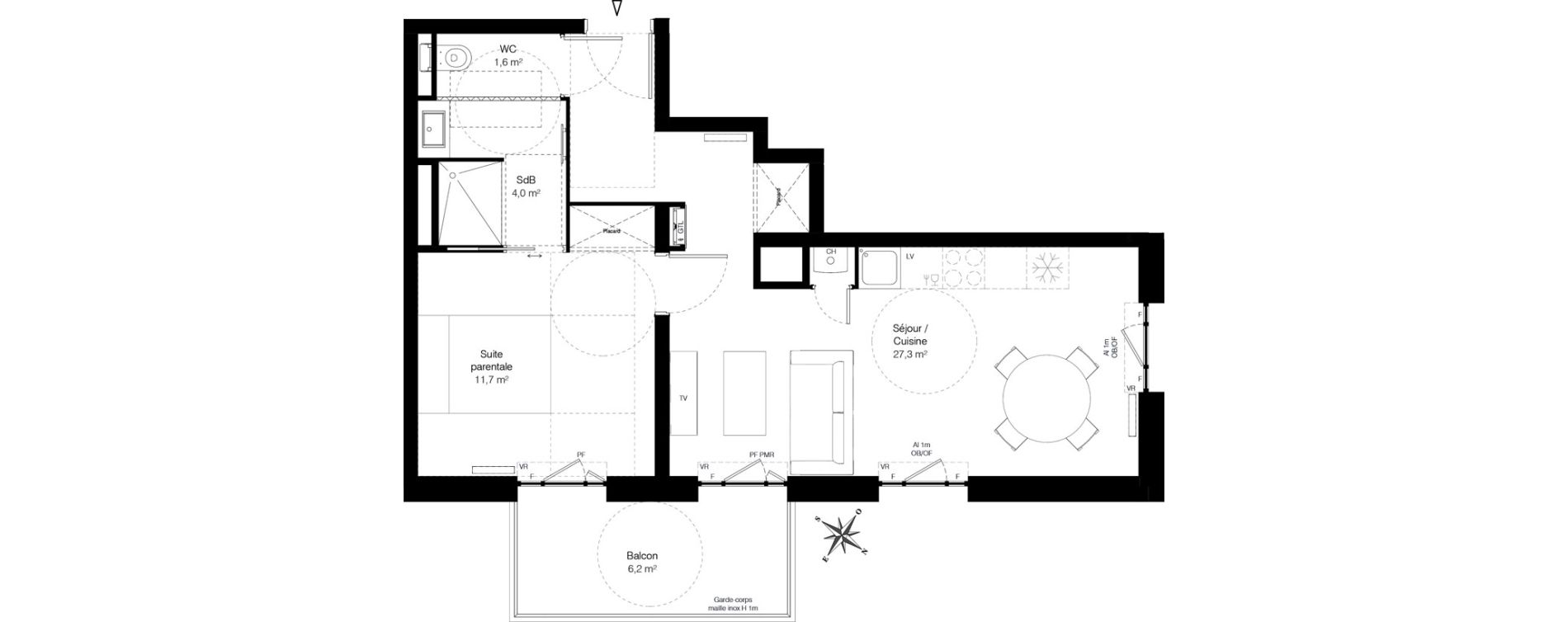 Appartement T2 de 44,60 m2 &agrave; Wambrechies Centre