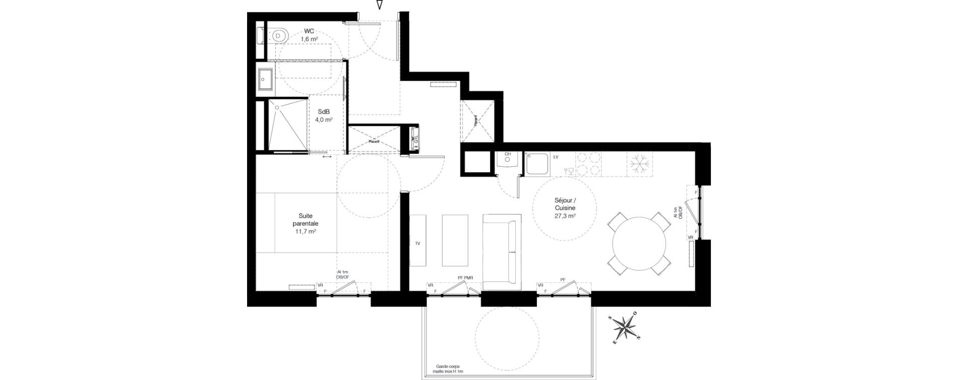 Appartement T2 de 44,60 m2 &agrave; Wambrechies Centre