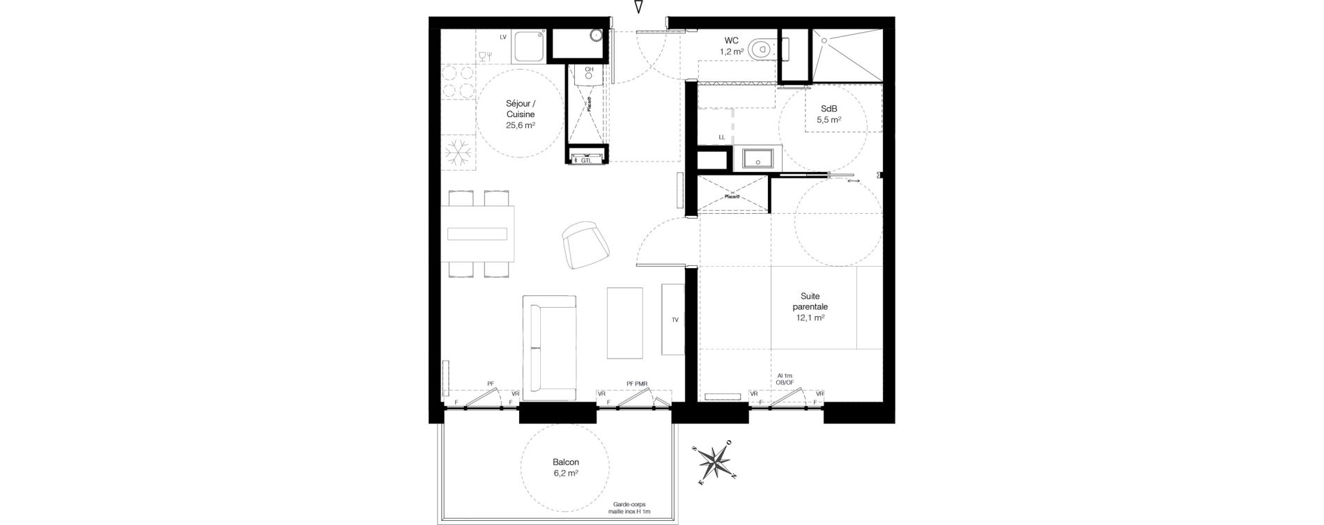 Appartement T2 de 44,40 m2 &agrave; Wambrechies Centre