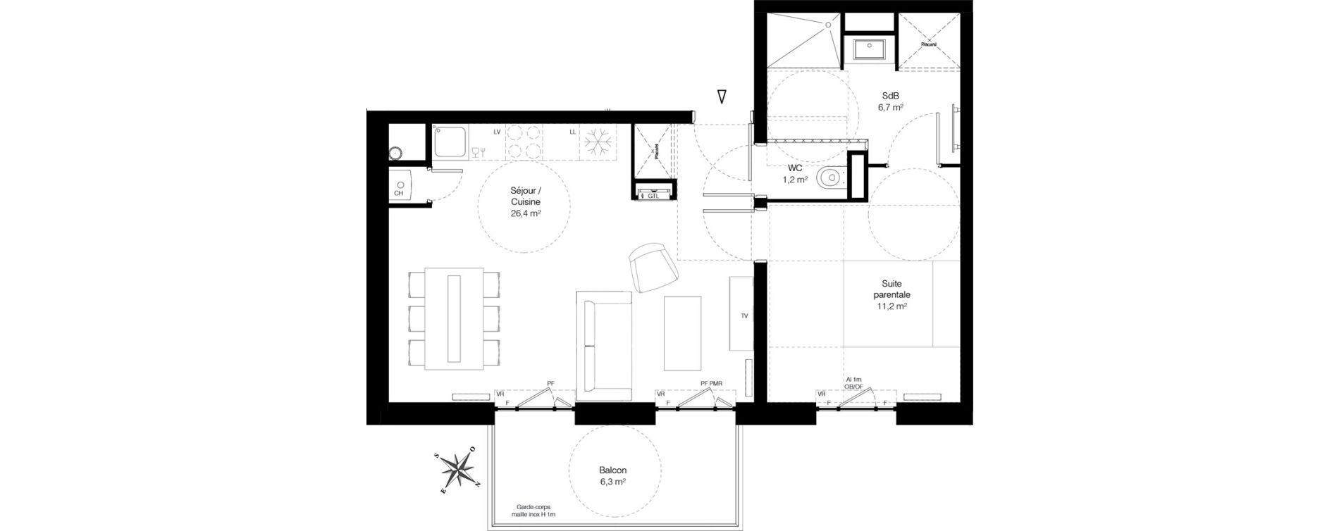 Appartement T2 de 45,50 m2 &agrave; Wambrechies Centre