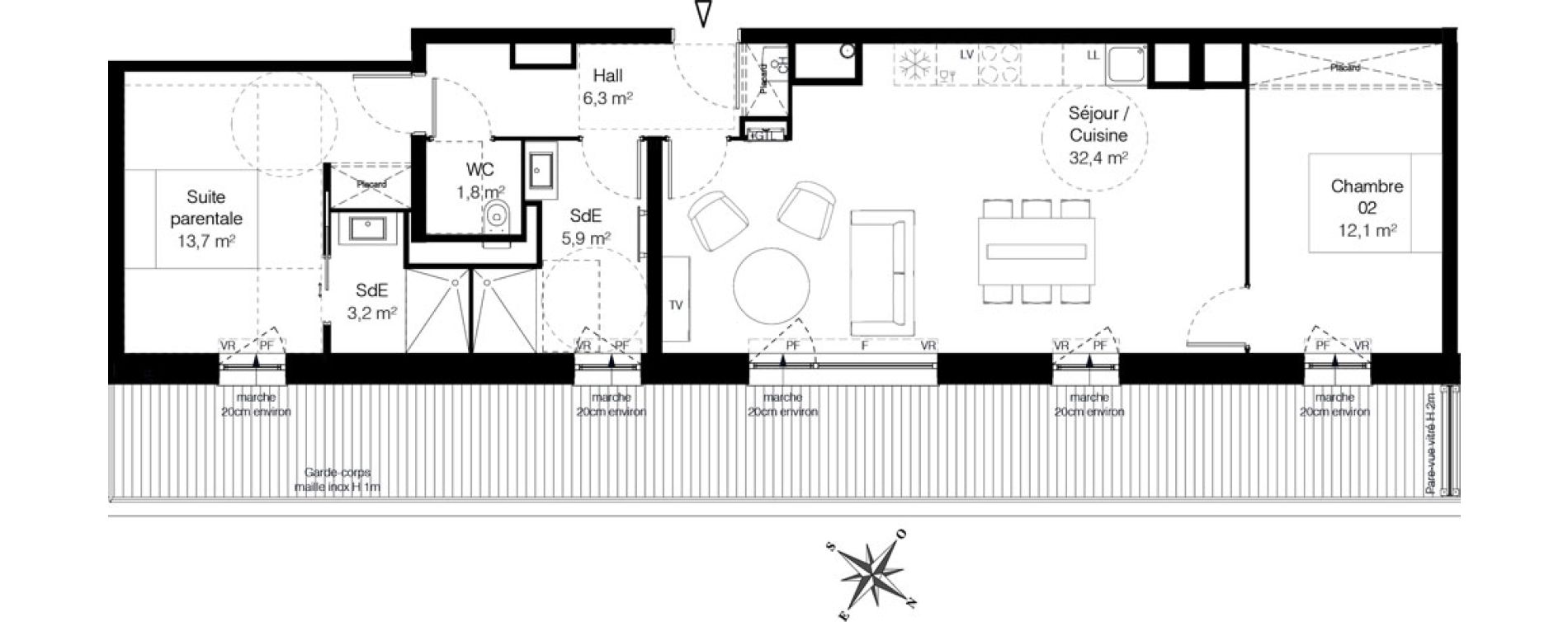 Appartement T3 de 75,40 m2 &agrave; Wambrechies Centre