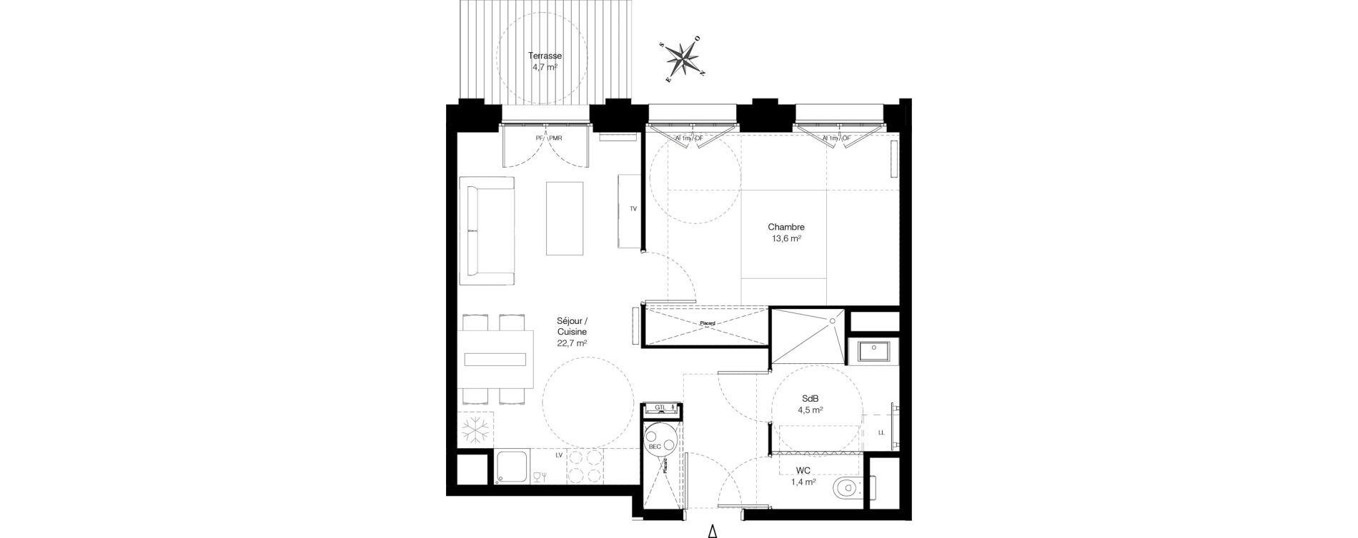 Appartement T2 de 42,20 m2 &agrave; Wambrechies Centre