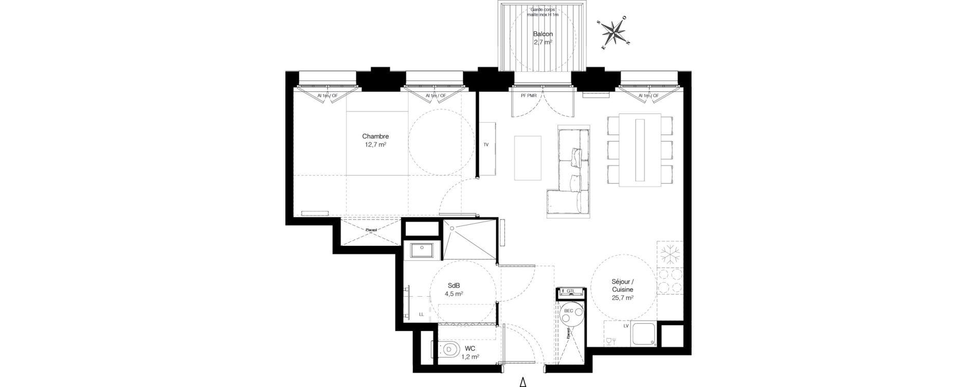 Appartement T2 de 44,10 m2 &agrave; Wambrechies Centre