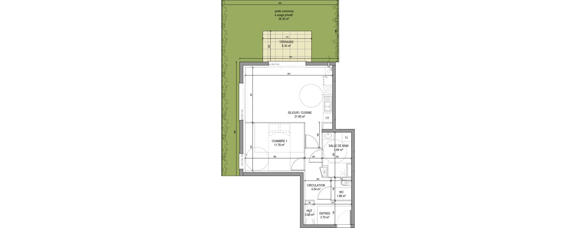 Appartement T2 de 49,56 m2 &agrave; Wambrechies Foch pasteur - ecarts