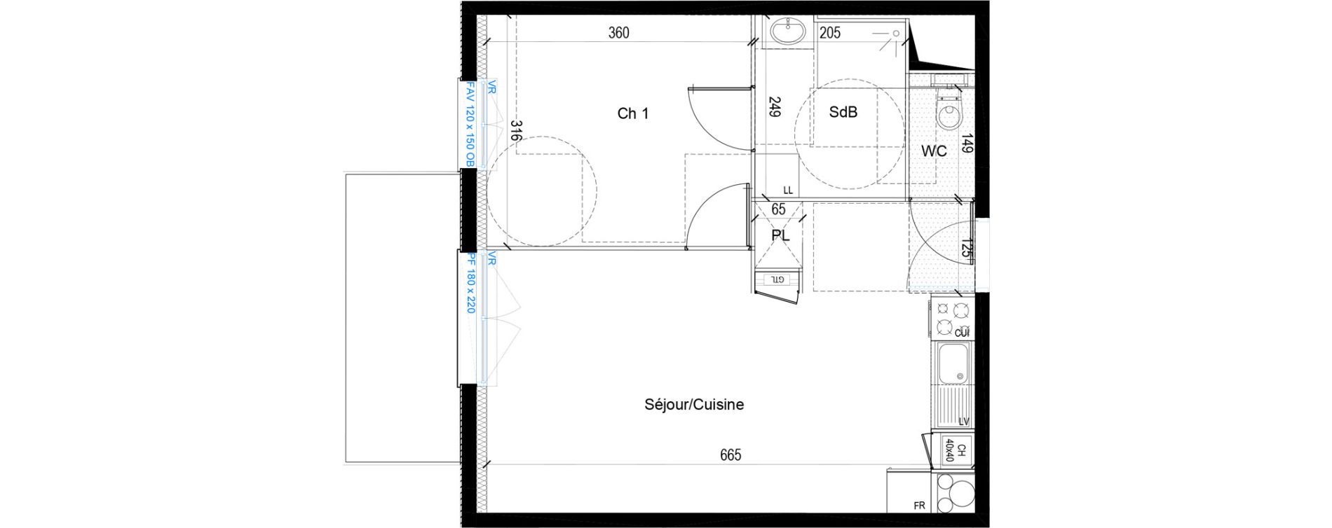 Appartement T2 de 42,87 m2 &agrave; Wasquehal Le haut vinage