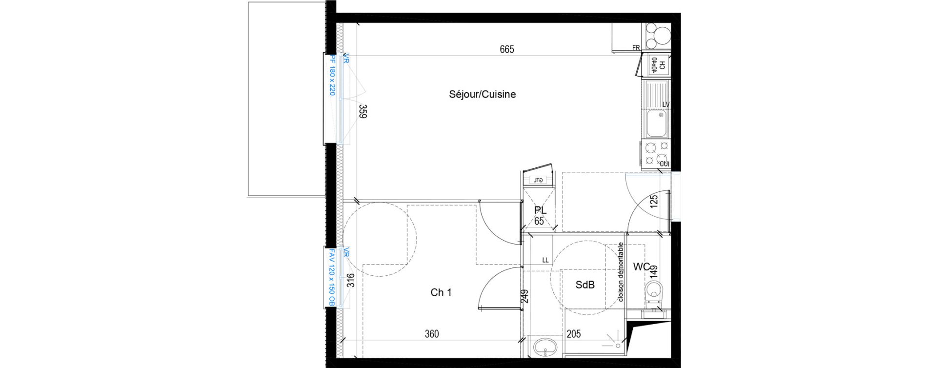 Appartement T2 de 42,88 m2 &agrave; Wasquehal Le haut vinage